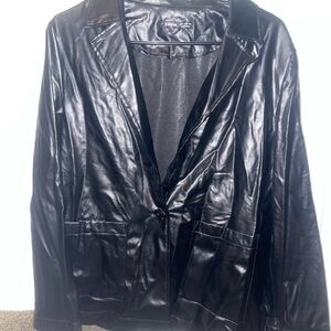 SHEIN Shiny Black Faux Leather Blazer